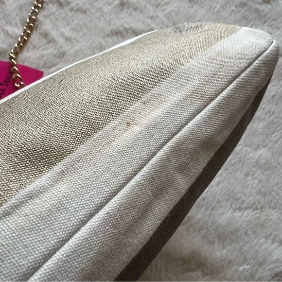 Donna Dixon Tippy Gold & White Kiss Lock Clutch NWT - Picture 7 of 16